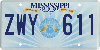 MS license plate ZWY611