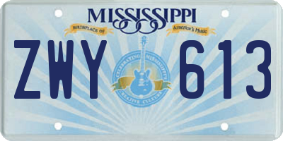 MS license plate ZWY613