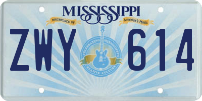 MS license plate ZWY614