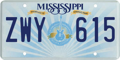 MS license plate ZWY615