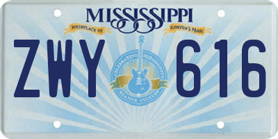 MS license plate ZWY616