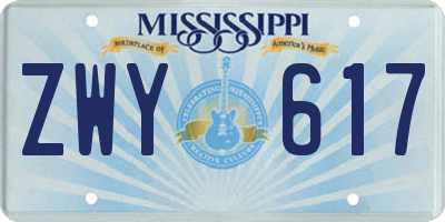 MS license plate ZWY617