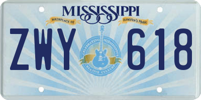 MS license plate ZWY618