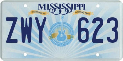 MS license plate ZWY623