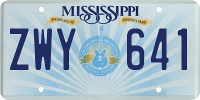 MS license plate ZWY641