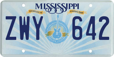 MS license plate ZWY642