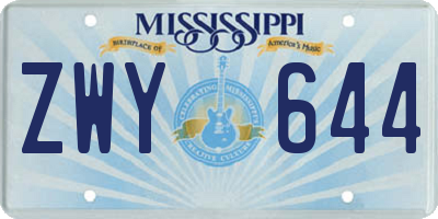 MS license plate ZWY644