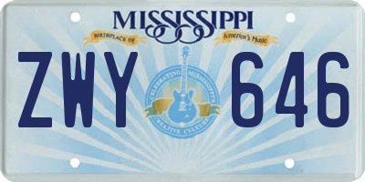 MS license plate ZWY646
