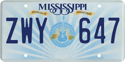 MS license plate ZWY647