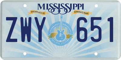 MS license plate ZWY651
