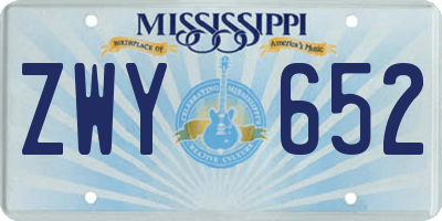 MS license plate ZWY652