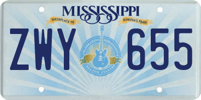 MS license plate ZWY655