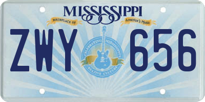 MS license plate ZWY656