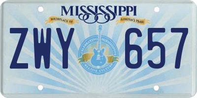 MS license plate ZWY657