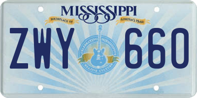 MS license plate ZWY660