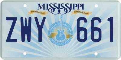 MS license plate ZWY661