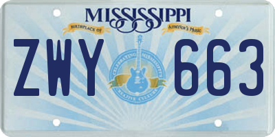 MS license plate ZWY663