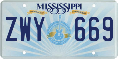 MS license plate ZWY669