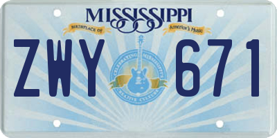 MS license plate ZWY671