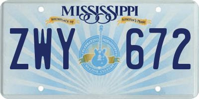 MS license plate ZWY672