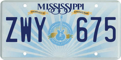 MS license plate ZWY675
