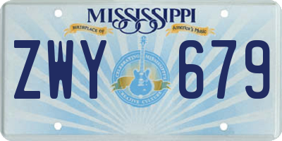 MS license plate ZWY679
