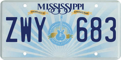 MS license plate ZWY683