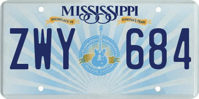 MS license plate ZWY684