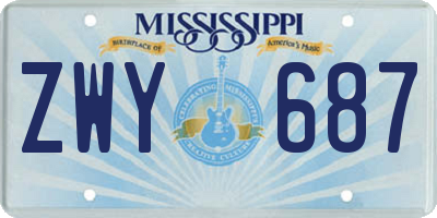 MS license plate ZWY687