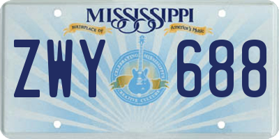 MS license plate ZWY688