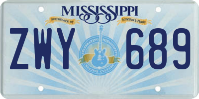 MS license plate ZWY689