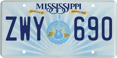 MS license plate ZWY690
