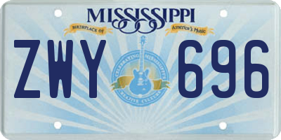MS license plate ZWY696