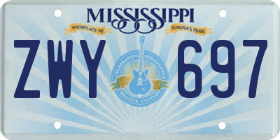 MS license plate ZWY697
