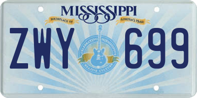 MS license plate ZWY699