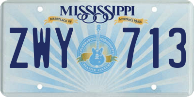 MS license plate ZWY713