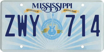 MS license plate ZWY714