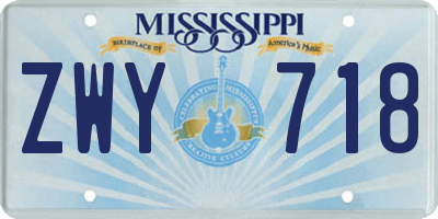 MS license plate ZWY718