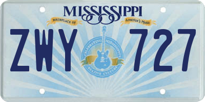 MS license plate ZWY727