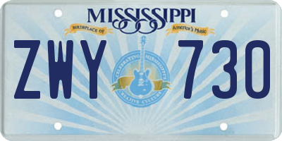 MS license plate ZWY730