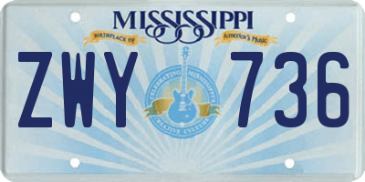 MS license plate ZWY736