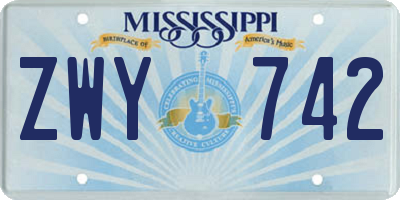 MS license plate ZWY742