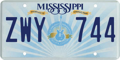 MS license plate ZWY744