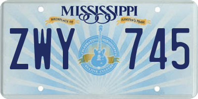 MS license plate ZWY745