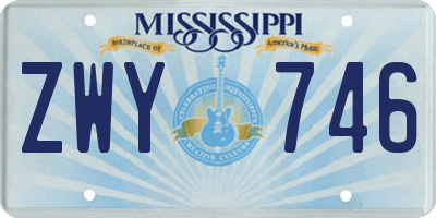 MS license plate ZWY746