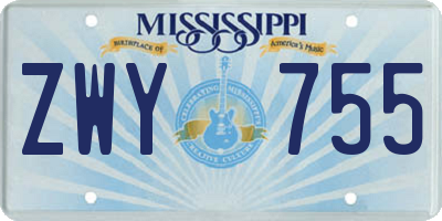 MS license plate ZWY755