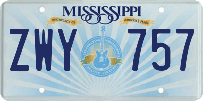 MS license plate ZWY757