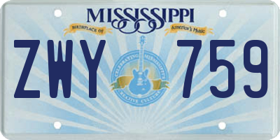 MS license plate ZWY759