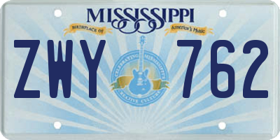 MS license plate ZWY762