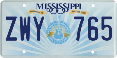 MS license plate ZWY765